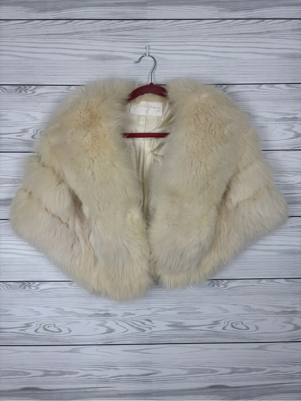 VTG GARTENHAUS FURS CREAM WHITE STOLE CAPE CAPELET OSFA